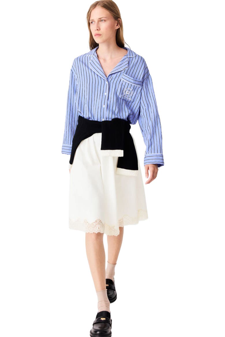 Mid-length cotton and lace skirt, Alternate, color, White