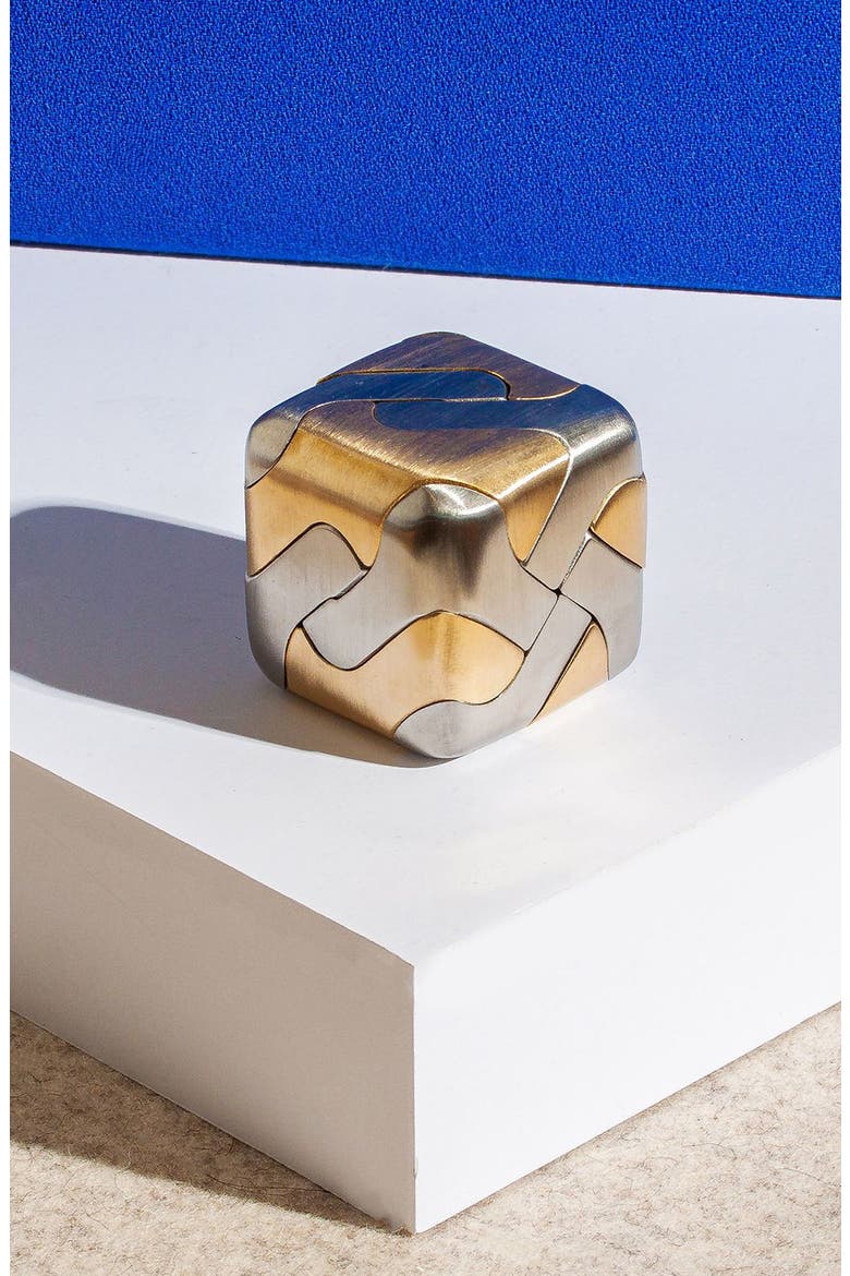 Tycho Cube Puzzle, Alternate, color, BRASS AND STAINLESS STEEL