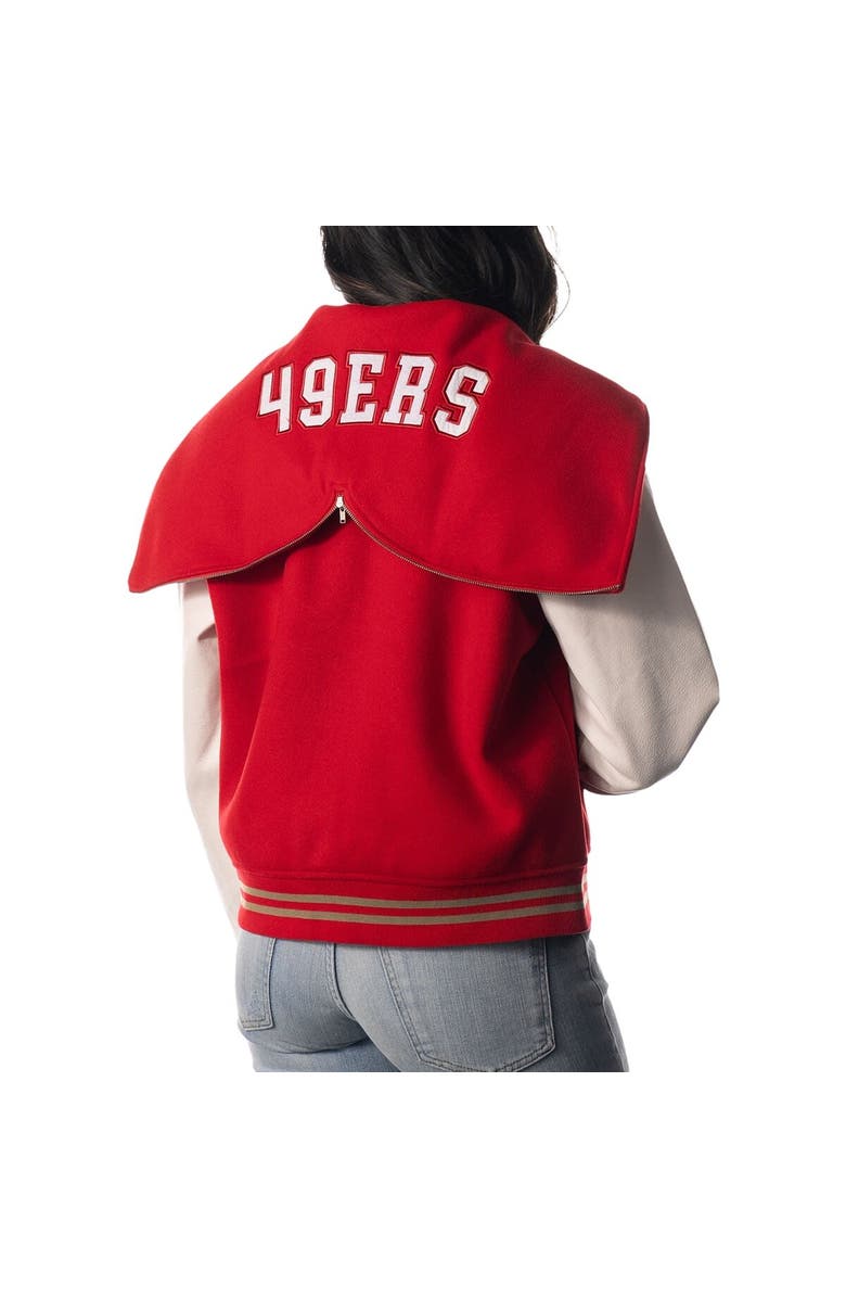 THE WILD COLLECTIVE Women's The Wild Collective Scarlet San Francisco 49ers Sailor Full-Snap Hooded Varsity Jacket, Alternate, color,