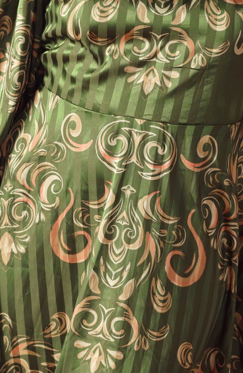 Flying Tomato Long Sleeve Print Midi Dress In Green