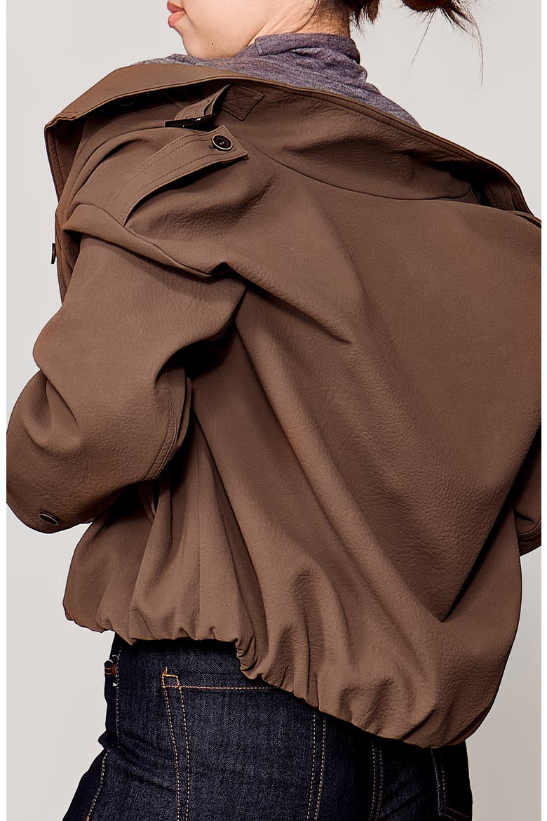 Faux Leather Cropped Trench Jacket, Alternate, color, COCOA