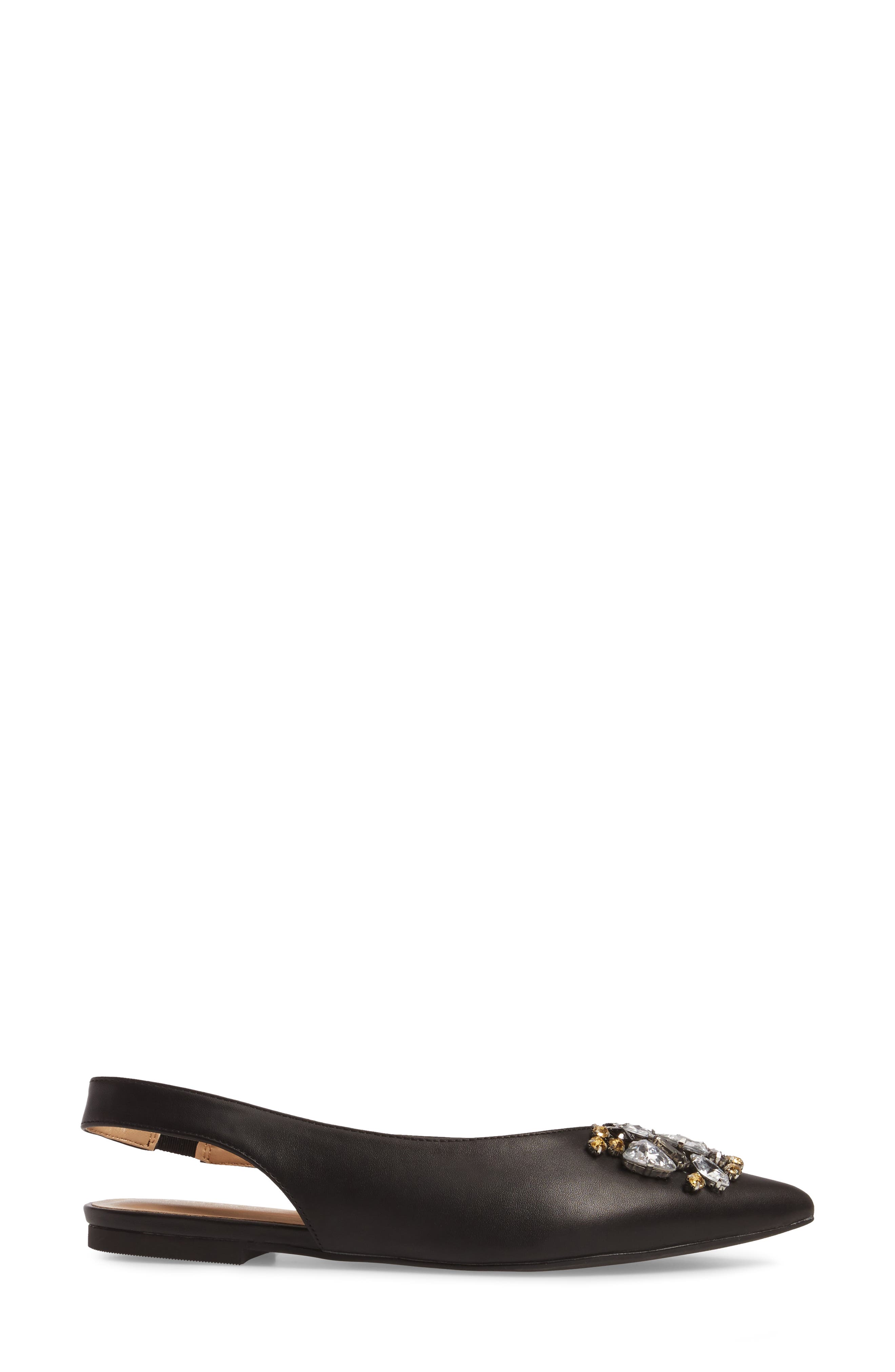 Ava Embellished Slingback Flat, Alternate, color, BLACK