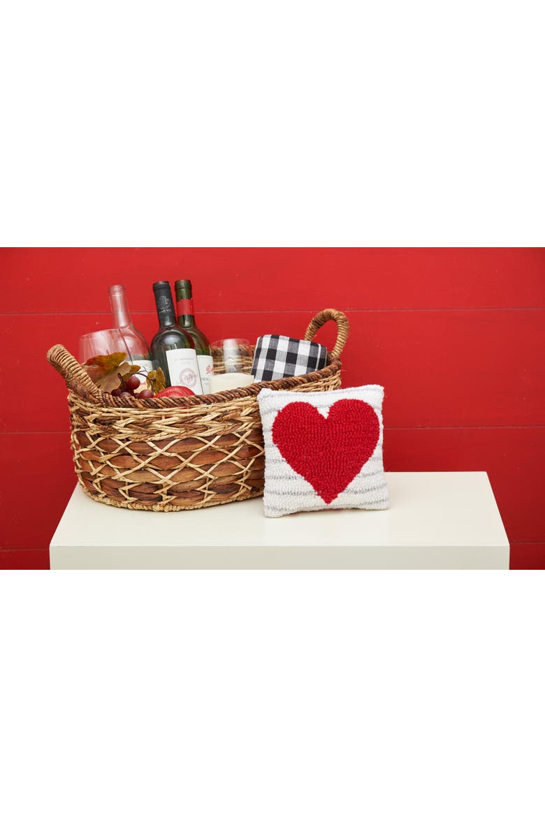 Heart Stripe Mini Valentine's Day Hooked Accent Pillow 8" x 8", Alternate, color, Red
