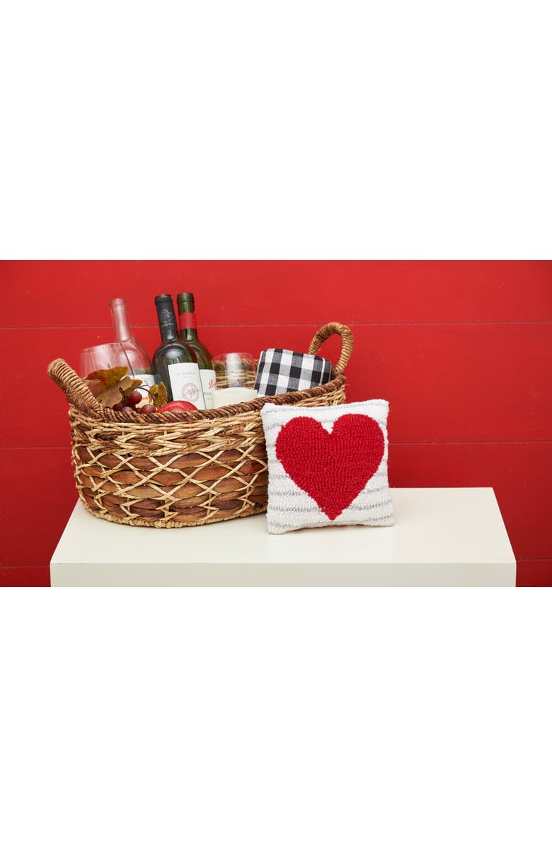 C&F Home Heart Stripe Mini Valentine's Day Hooked Accent Pillow 8" x 8", Alternate, color, Red