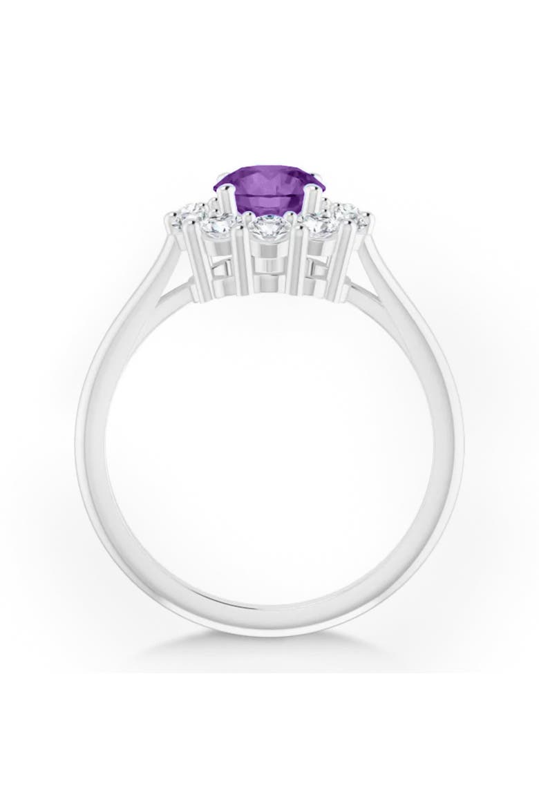 Round Lab Amethyst & Diamond Halo Ring 14K, Alternate, color, 1.25ct/White Gold