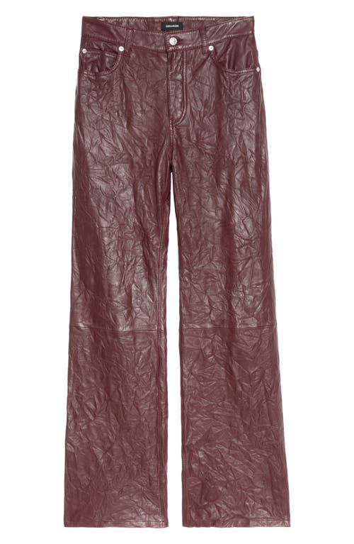 Zadig & Voltaire Evy Crushed Lambskin Leather Pants In Burgundy
