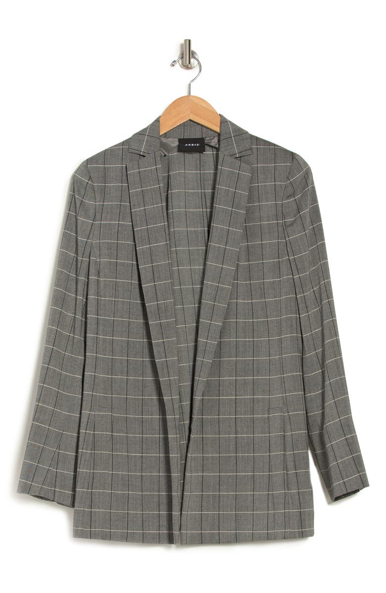 Akris Plaid Wool Long Blazer, Alternate, color, 