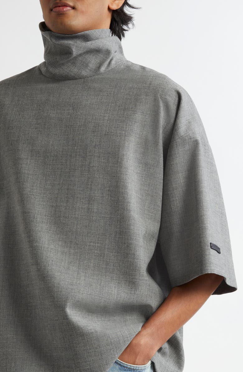 Fear of God Stand Collar Wool Canvas Shirt, Alternate, color, Titanium