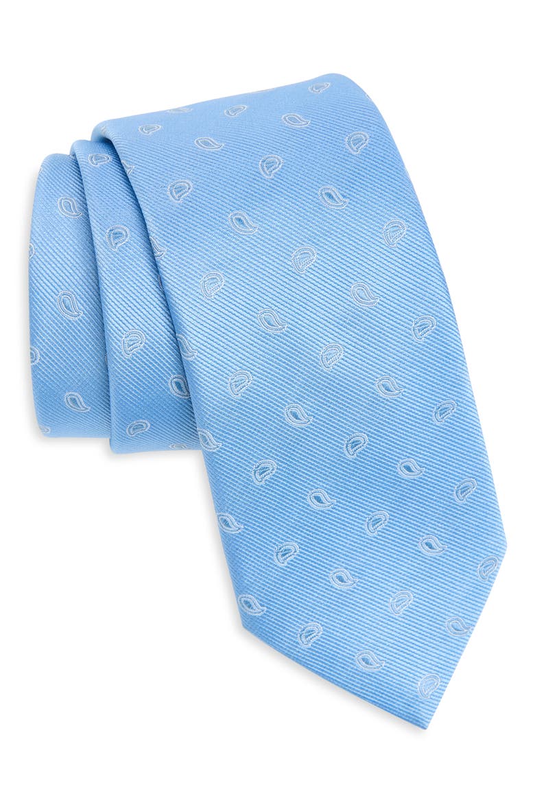 Paisley on Silk Twill Ground Tie, Main, color, LIGHT BLUE