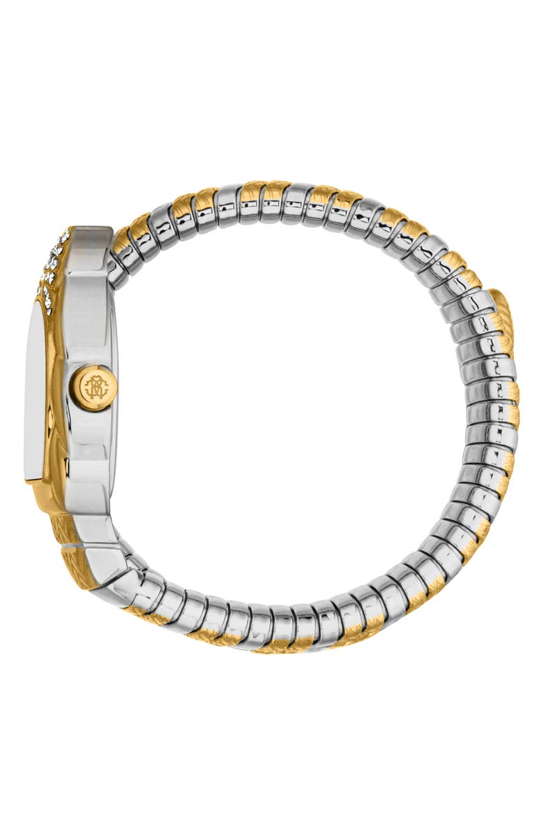 Roberto Cavalli Aurora Snake Wraparound Bracelet Watch, 24mm x 30mm, Alternate, color, Two Tone Silver / Gold