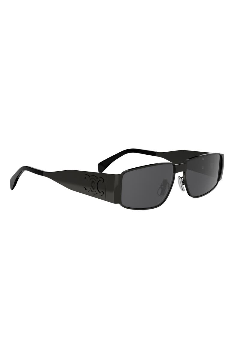 CELINE Triomphe 06 59mm Rectangular Sunglasses, Alternate, color, Shiny Light Ruthenium / Smoke