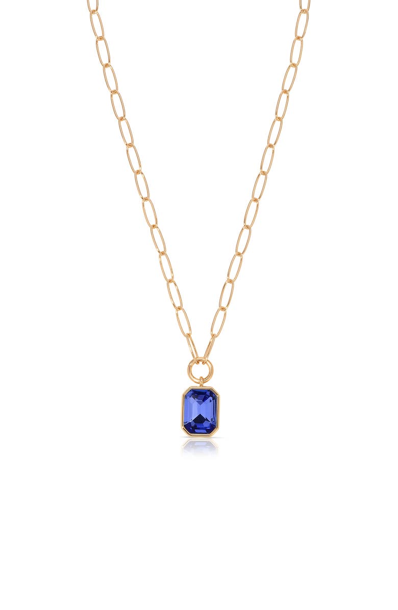 Ettika Deco Crystal Pendant Necklace, Main, color, Sapphire