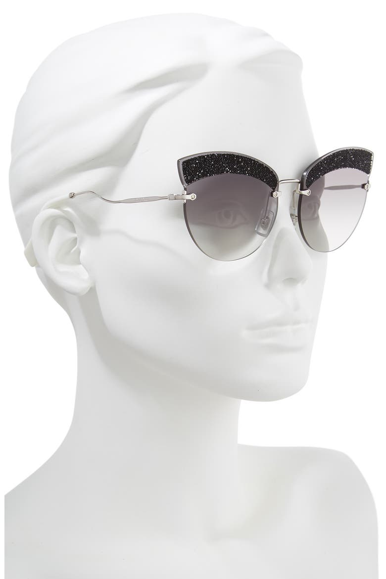 65mm Cat Eye Sunglasses, Alternate, color, SILVER
