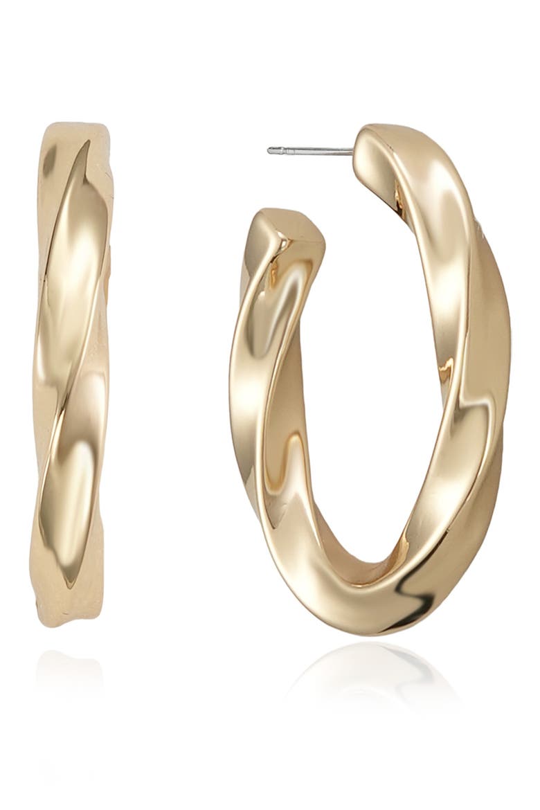 Twisted Tube Hoop Earrings, Main, color, GOLD