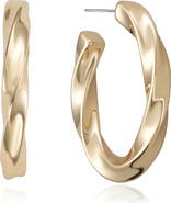 Ettika Twisted Tube Hoop Earrings