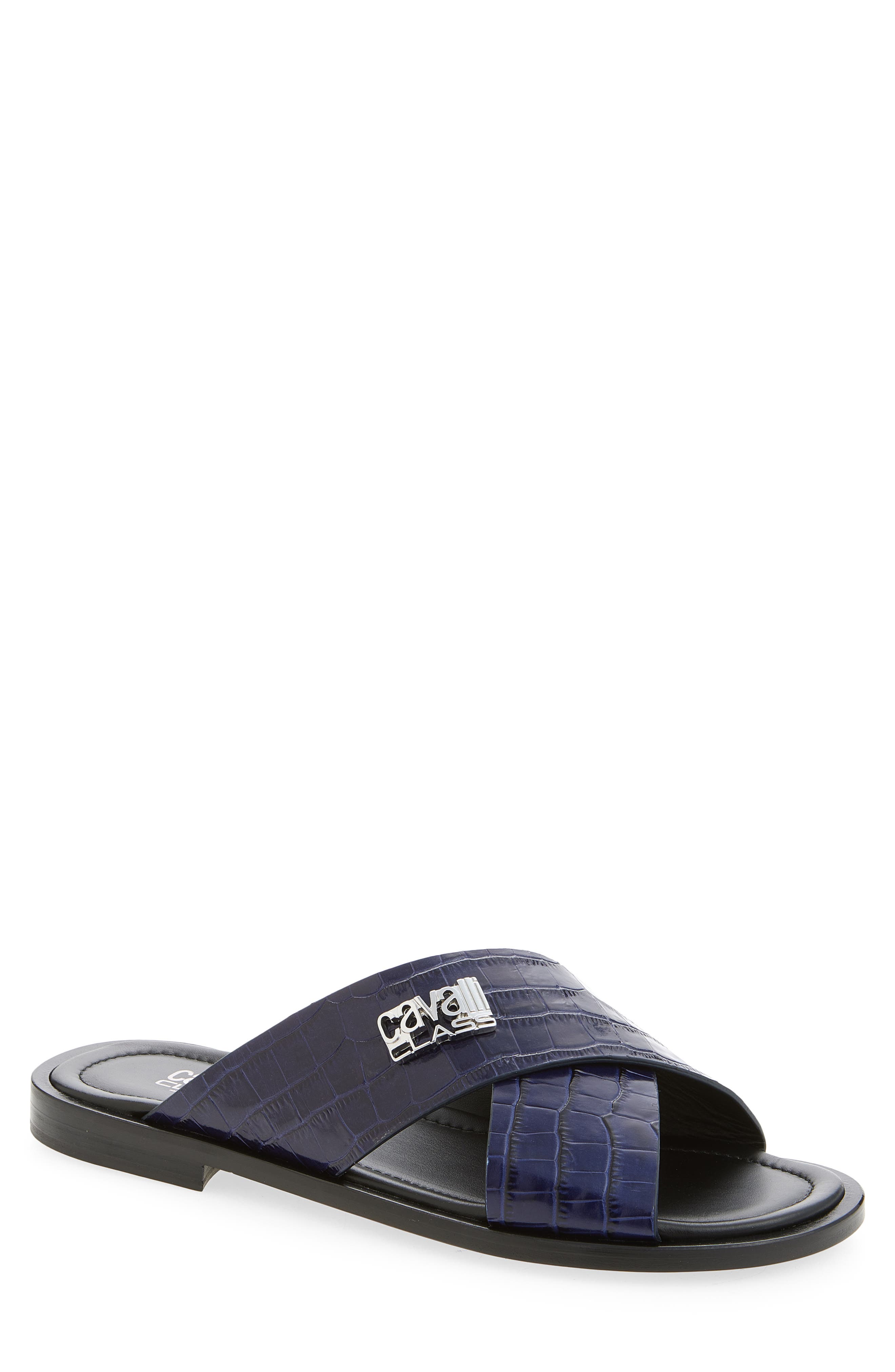 Roberto Cavalli Crisscross Strap Slide Sandal