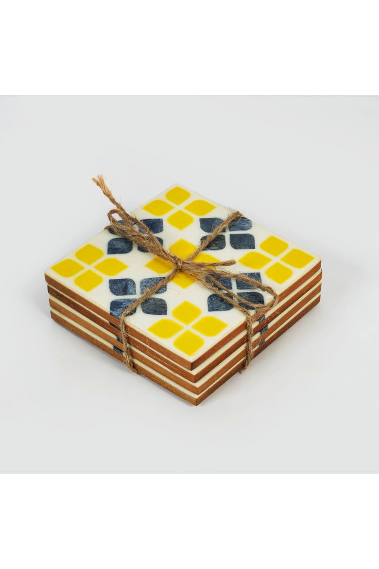 Marigold Mosaic Inlay Coasters, Main, color, Marigold