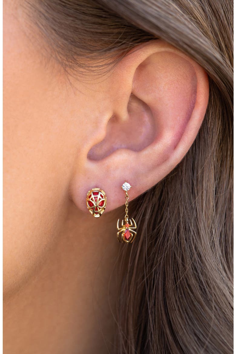 Marvels Spiderman Mismatched Stud Earrings, Alternate, color, GOLD