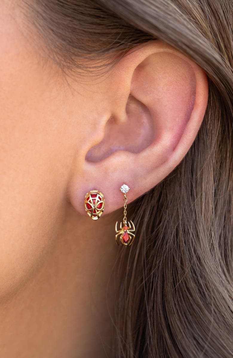 Girls Crew Marvels Spiderman Mismatched Stud Earrings, Alternate, color, Gold