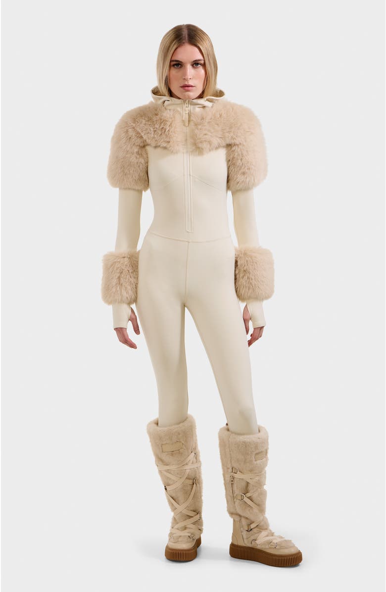 Rudsak Myla Catsuit with Faux Fur, Main, color, Vanilla