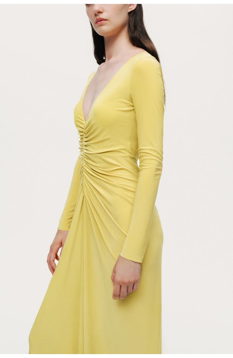 Nocturne Draped Cowl-Front Column Dress, Alternate, color, Yellow
