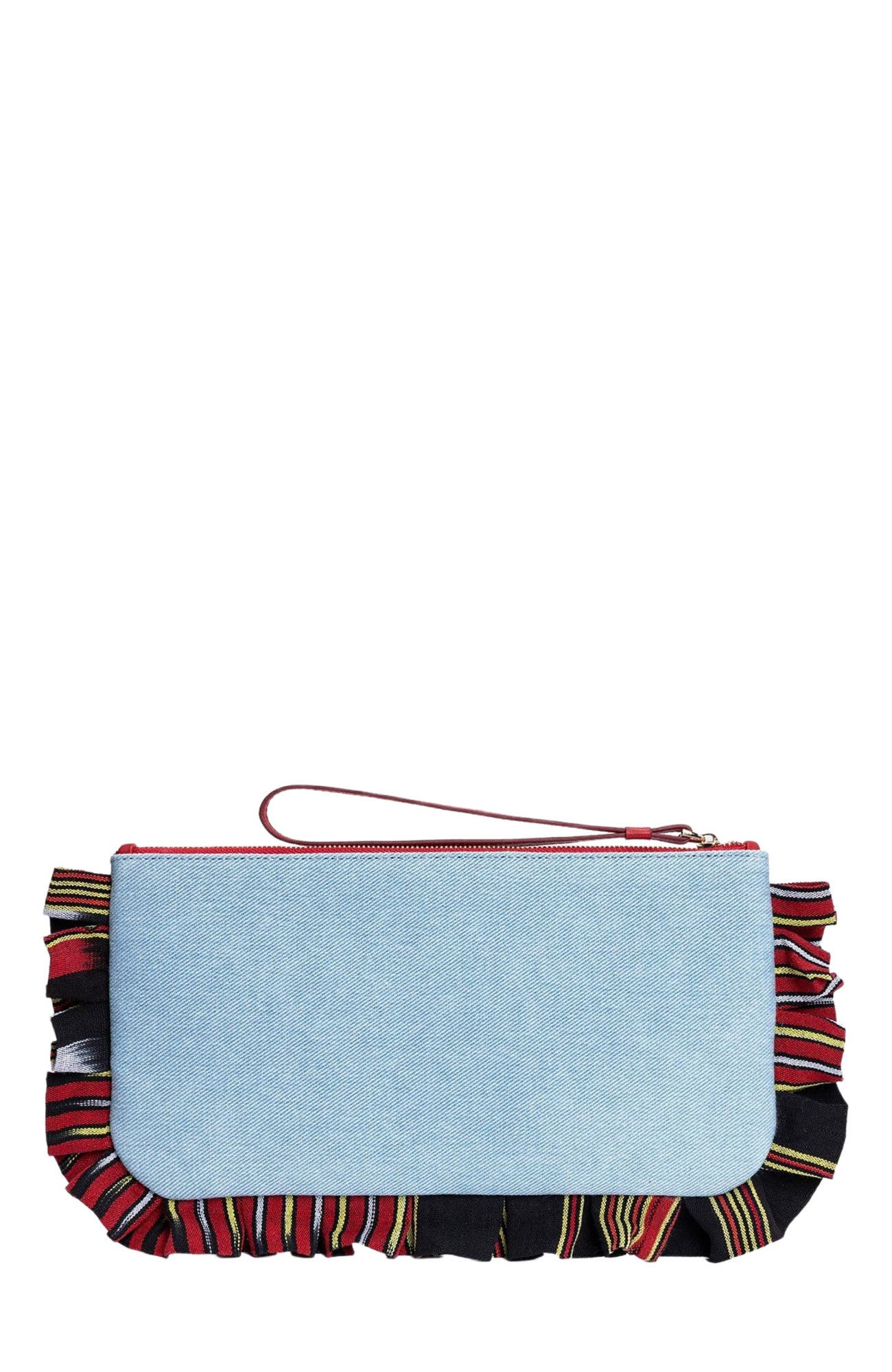 K'ai & Vrosi Medi - Denim Clutch Bag, Alternate, color, Light Denim