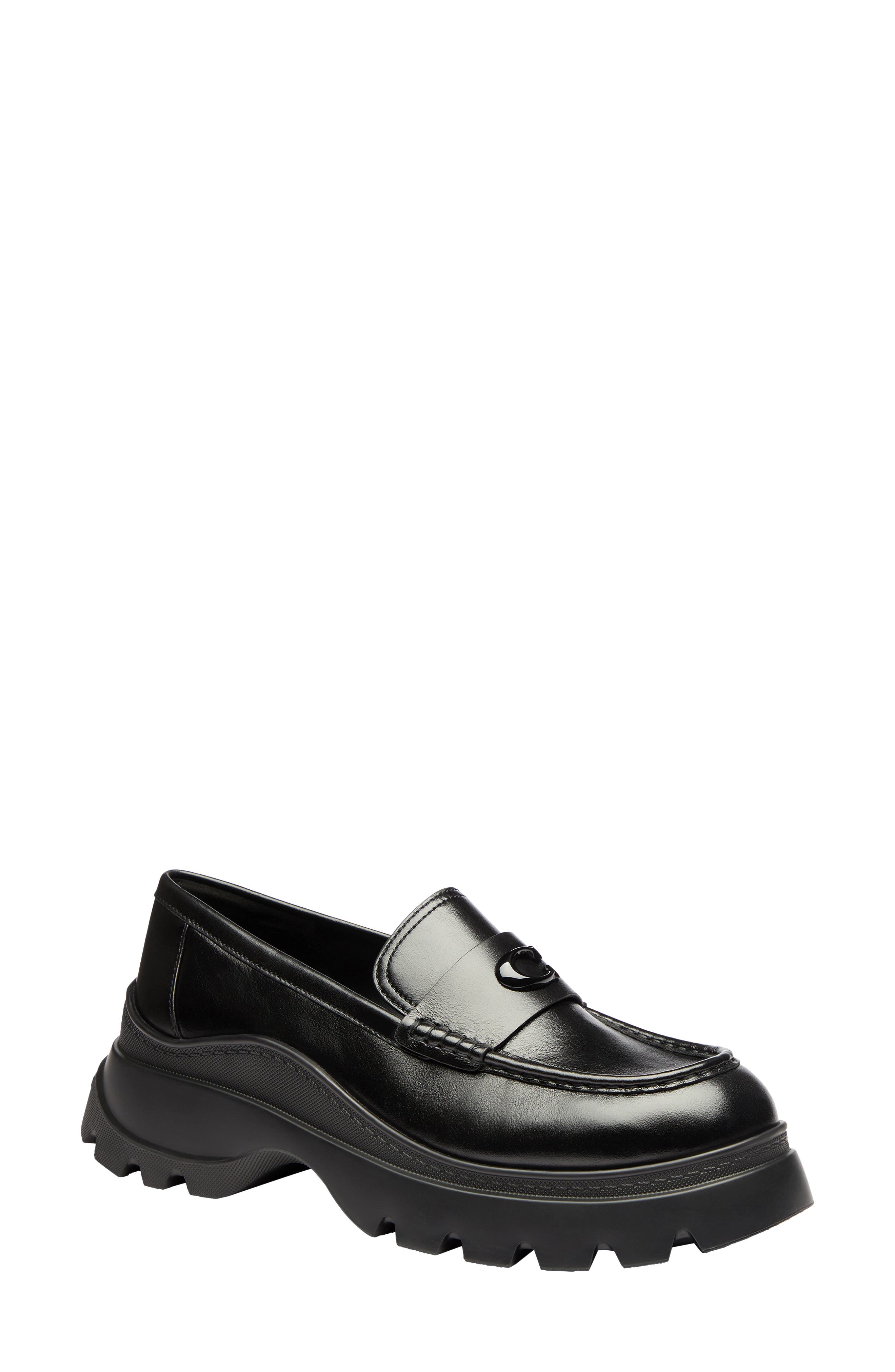 Sport Leather Loafer, Main, color, BLACK