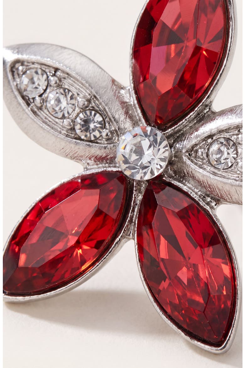 Elegant Crystal Flower Stud Earrings, Alternate, color, Red