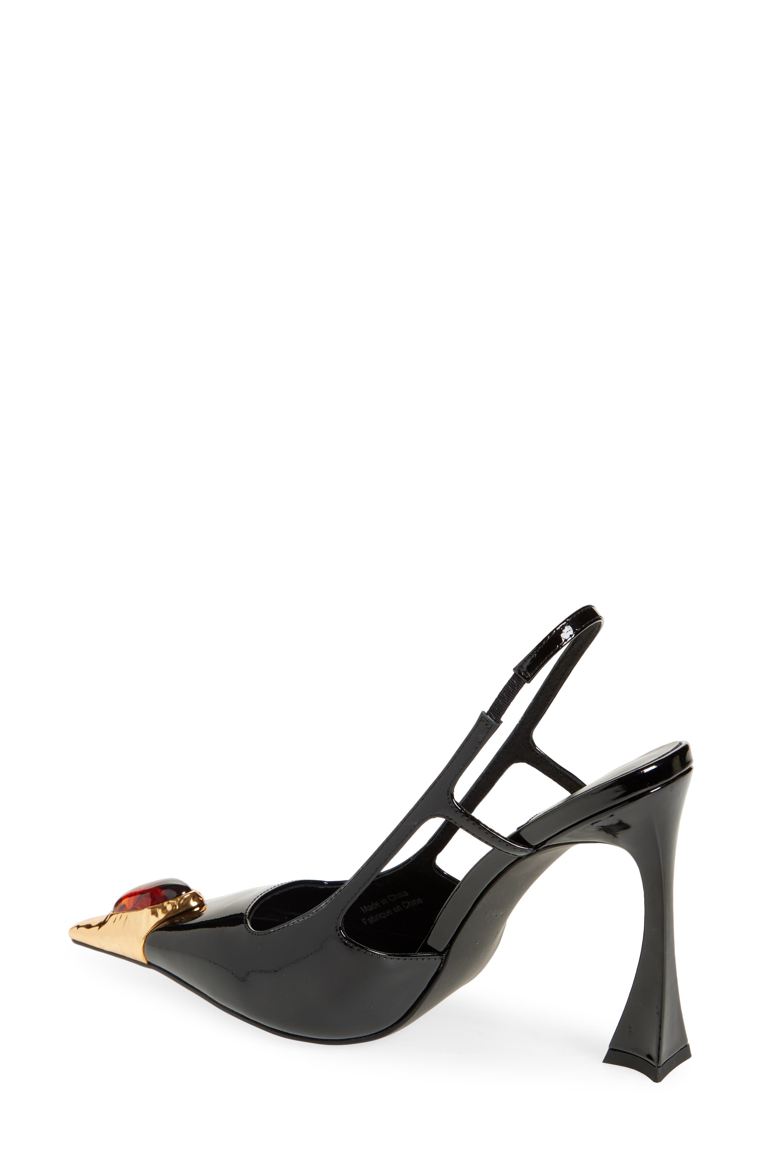Jeffrey Campbell Sorcerer Pointed Toe Slingback Pump, Alternate, color, Black Patent Gold Brown