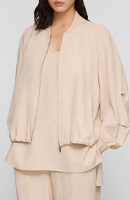 Lafayette 148 New York Oversize Wool & Silk Bomber Jacket
