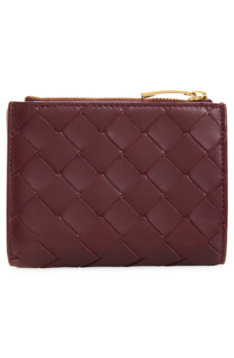 Bottega Veneta Small Intreccio Bifold Leather Wallet, Alternate, color, 2247 Barolo-Gold