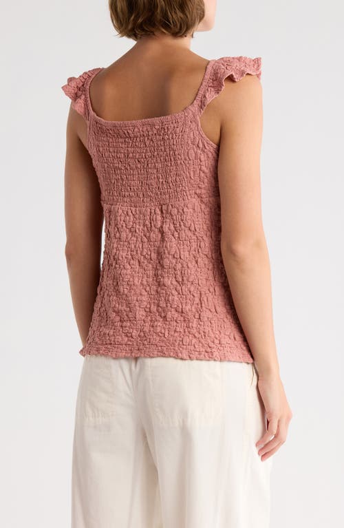 Lucky Brand Textured Babydoll Top In Pink