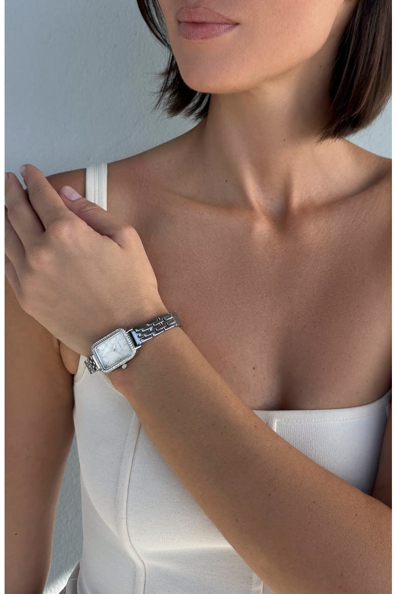 Hudson Rectangular Bracelet Watch, 27mm x 21mm, Alternate, color, SILVER/ WHITE