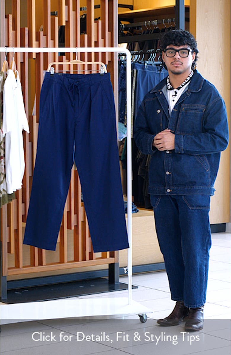 Prepster Pleated Cotton Twill Easy Drawstring Pants, sales video thumbnail