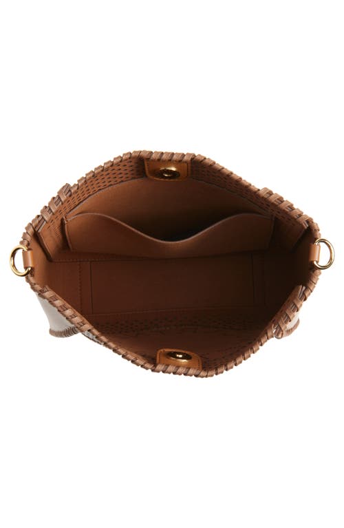 Stella Mccartney Perforated Logo Faux Leather Crossbody Bag In Cuoio