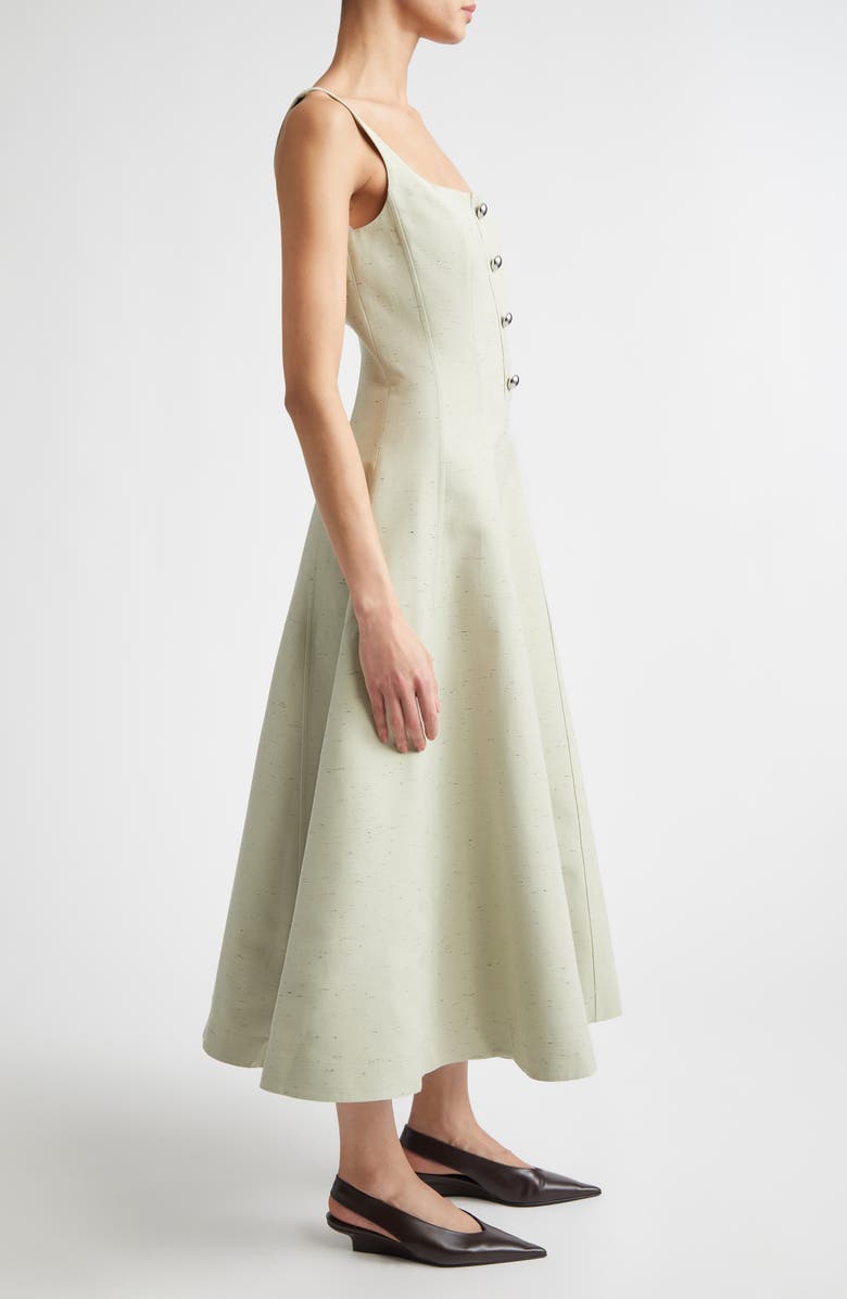 Altuzarra Orrie Sleeveless Cotton Blend Midi Dress, Alternate, color, Green Lily