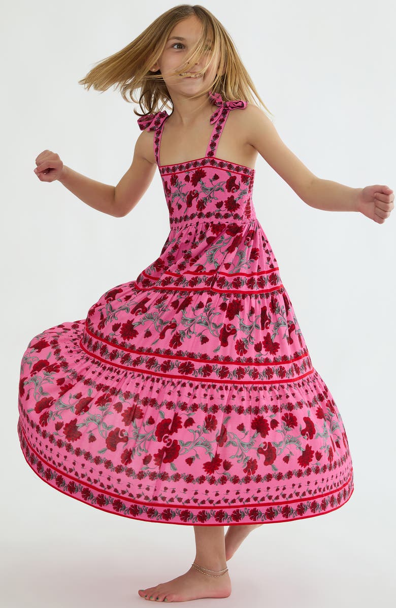 Beach Riot Kids' Floral Tiered Dress, Alternate, color, Redwood Floral
