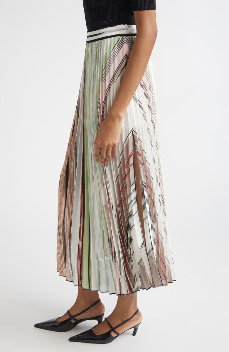 Missoni Flame Space Dye Stripe Pleated Midi Skirt, Alternate, color, Green Brown Tones