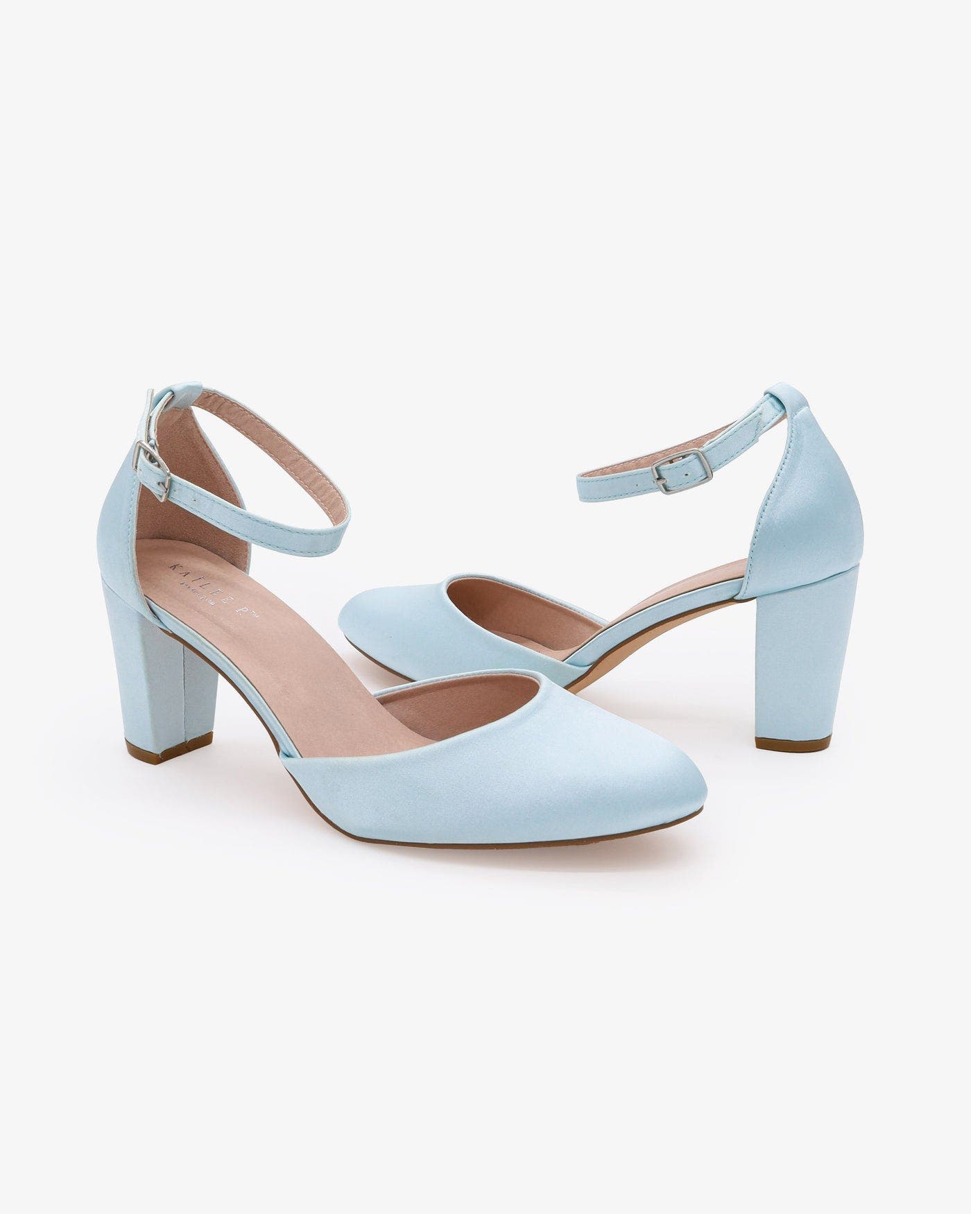 Kailee P Sarah Satin Wedding Block Heel with Ankle Strap, Alternate, color, White