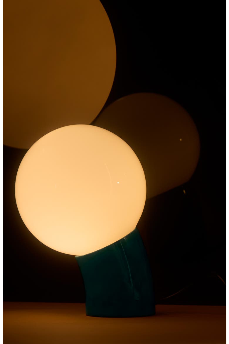 Vino 8" Curved LED Table Lamp with Globe Forsted Glass Shade and Phone Charging USB-C Port, Alternate, color, Teal
