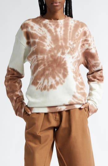 Jw Anderson Tie -dye Sweatshirt With Cat Print In Brown