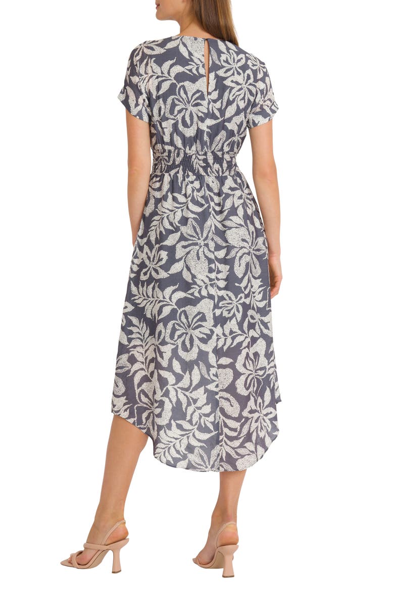 Floral Smocked Waist Midi Sundress, Alternate, color, SLATE/ CREAM