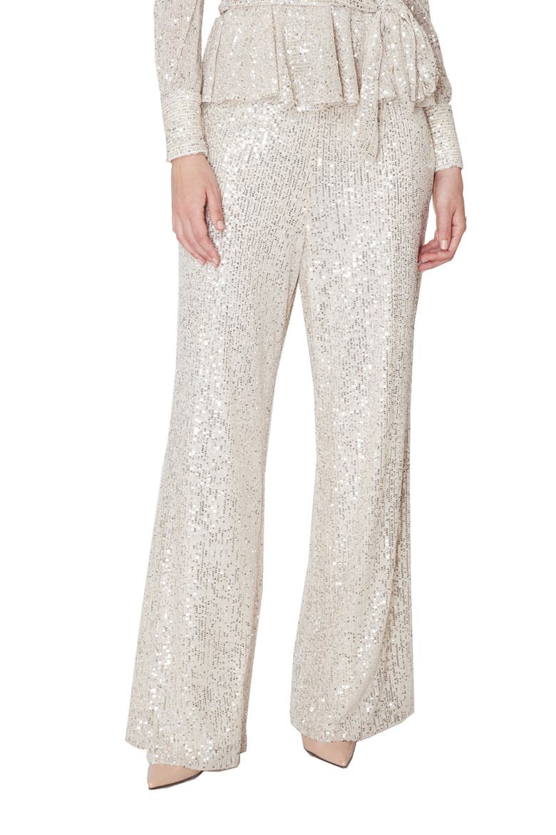 Straight Leg Sequin Pants, Main, color, IVORY/ SILVER