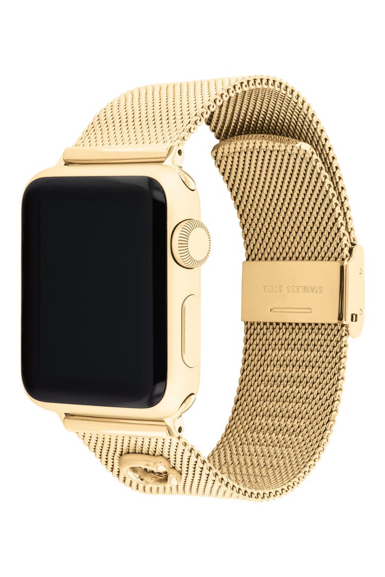 20mm Goldtone Stainless Steel Mesh Apple Watch® Watchband, Alternate, color, GOLD