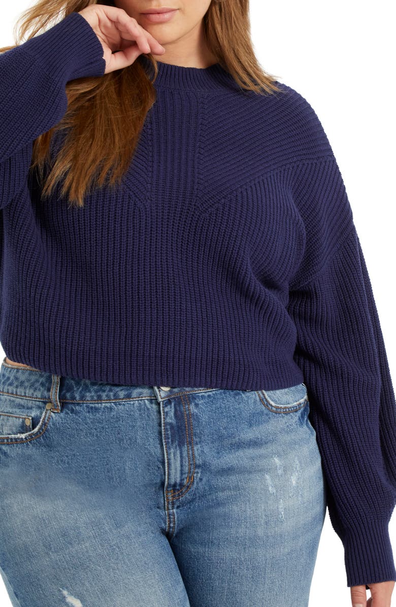 ELOQUII Bishop Sleeve Sweater, Alternate, color,