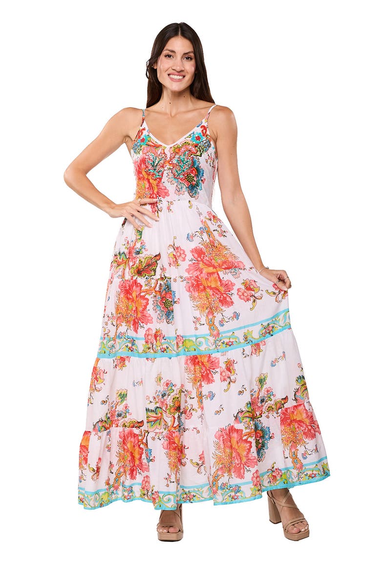 Floral Maxi Dress, Alternate, color, WHITE