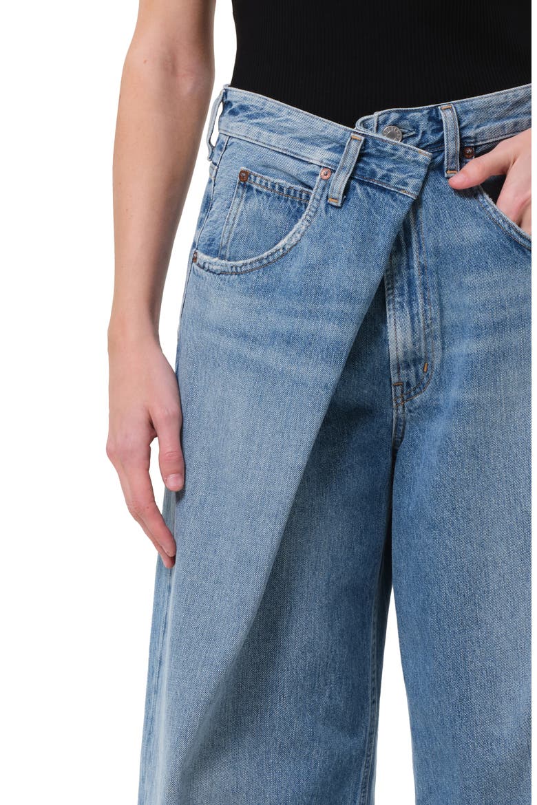 Vana Fold Waistband Wide Leg Jeans, Alternate, color, MANTRA