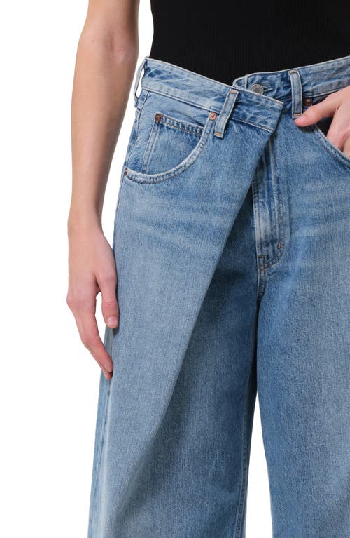 Agolde Wide-leg Light Blue Denim Jeans With Classic Five-pocket Design In Blue