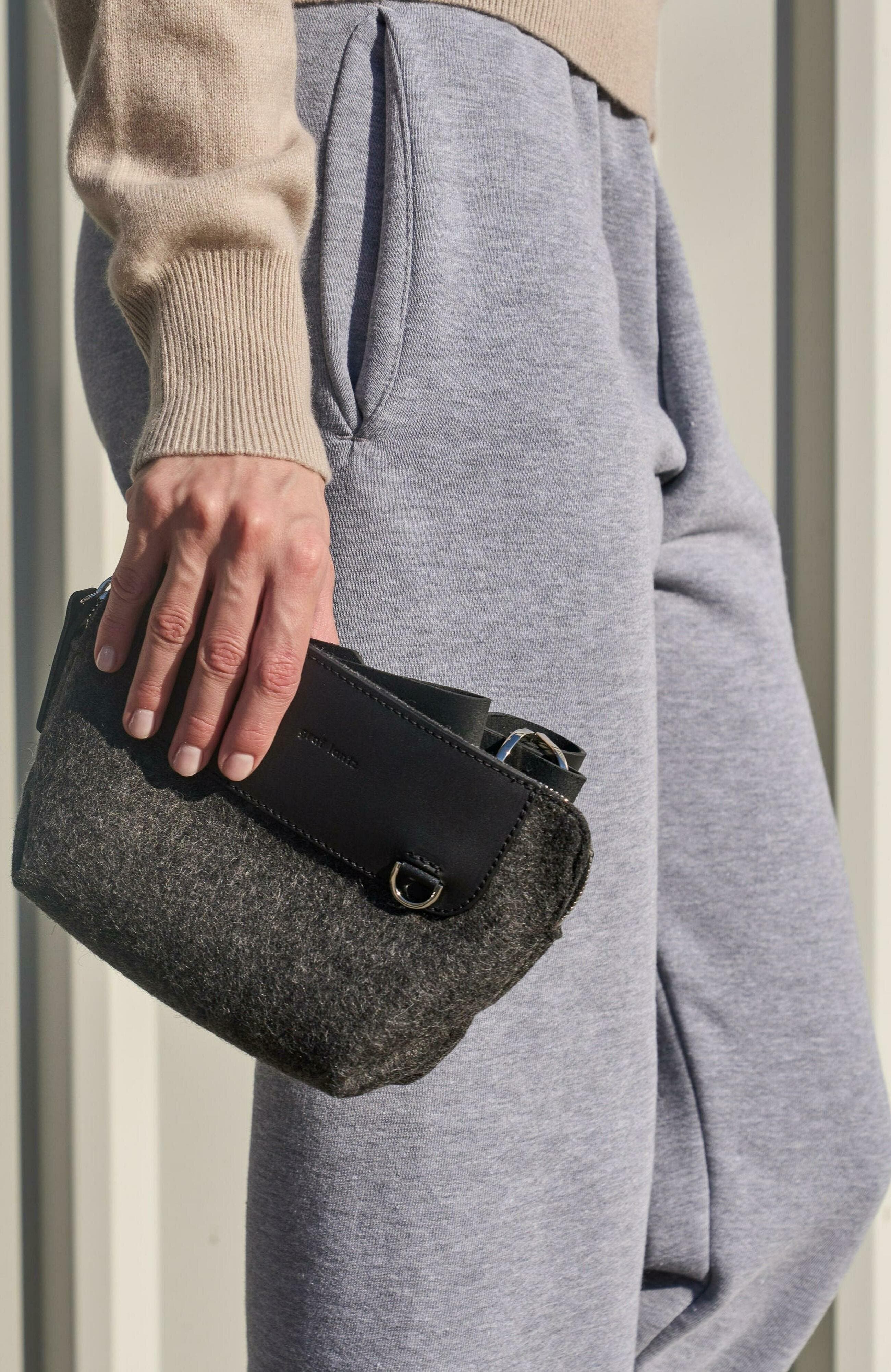 Graf Lantz Bedford Merino Wool Belt Bag, Alternate, color, Charcoal Black