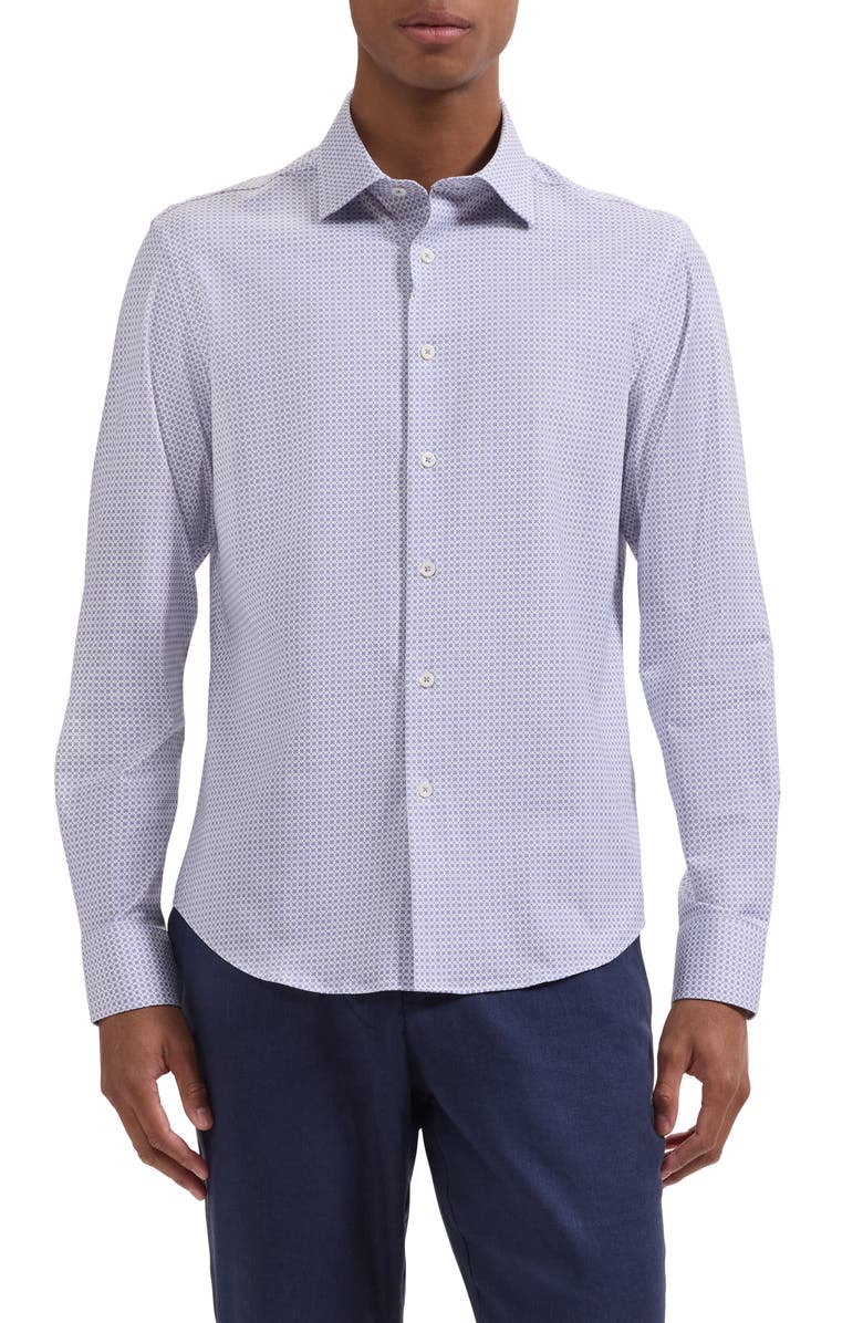 Bugatchi James OoohCotton<sup>®</sup> Geo Print Button-Up Shirt, Main, color, Orchid